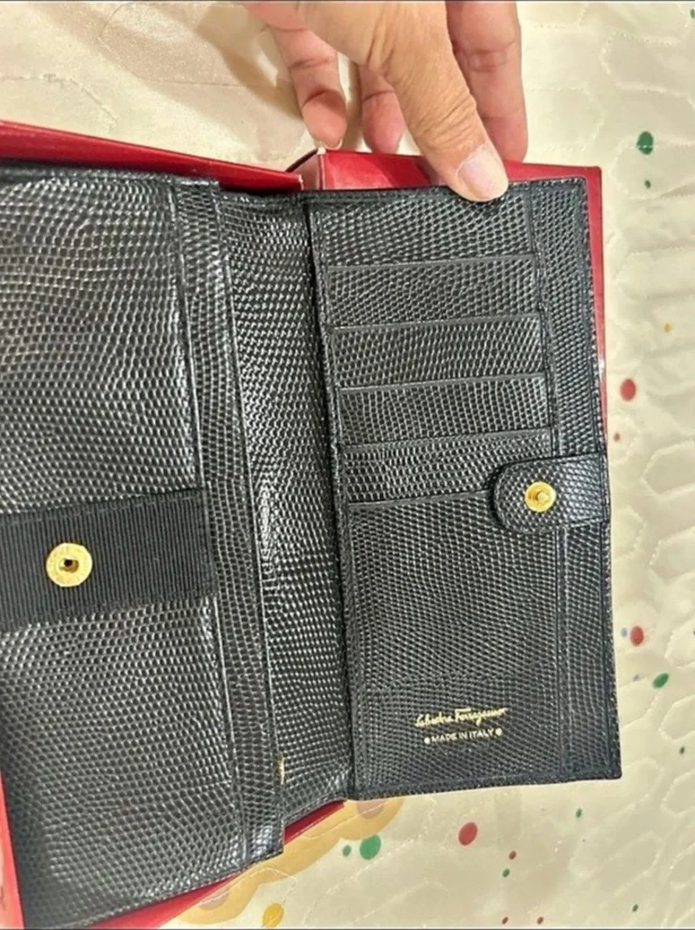 Salvatore Ferragamo Wallet in Black & Red Like New